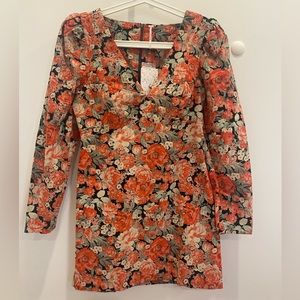 Free People Floral Kapowski Mini Dress, Curduroy NWT